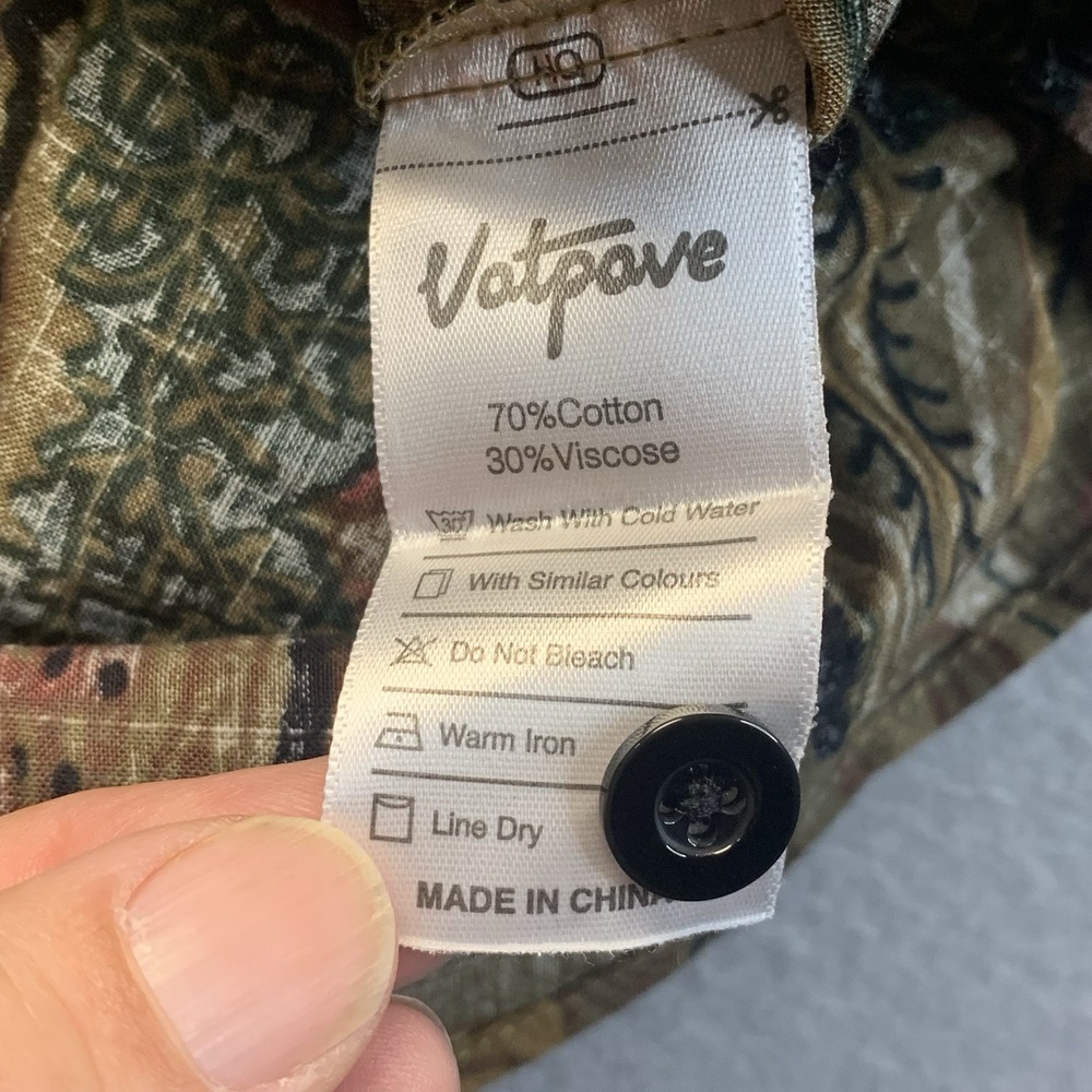 Vatpave Men's XXL Dark Orange/Green Floral Short Sleeve Button Up Hawaiian Shirt - Picture 3 of 7